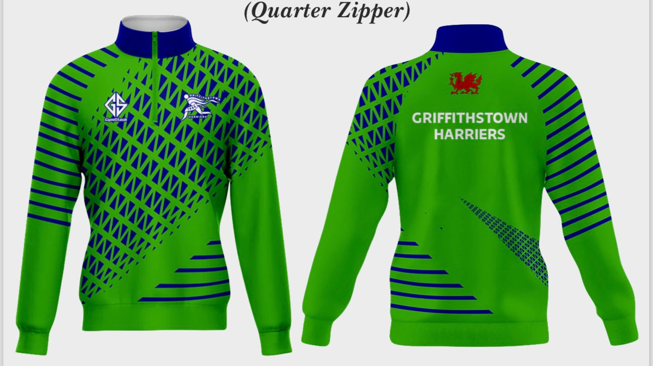 Harriers Club sublimated 1/4 Zip