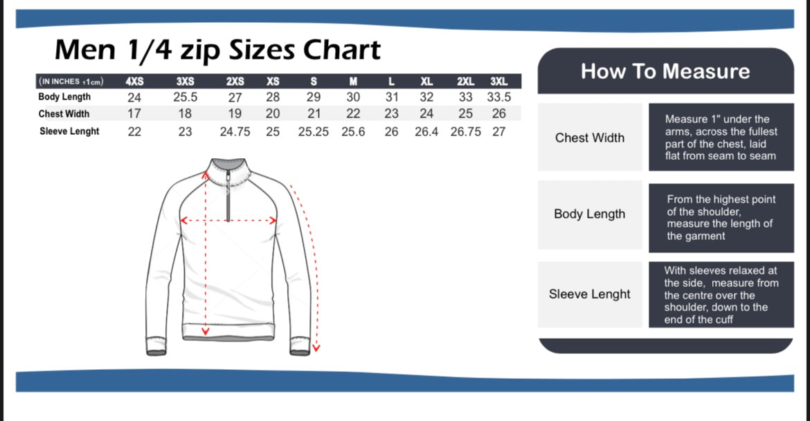 Harriers Club sublimated 1/4 Zip