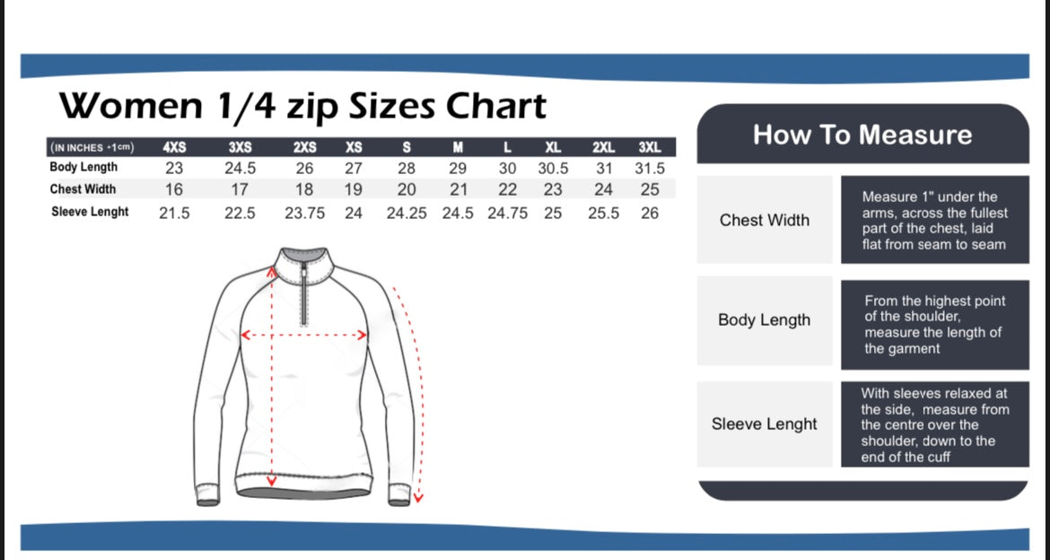 Harriers Club sublimated 1/4 Zip